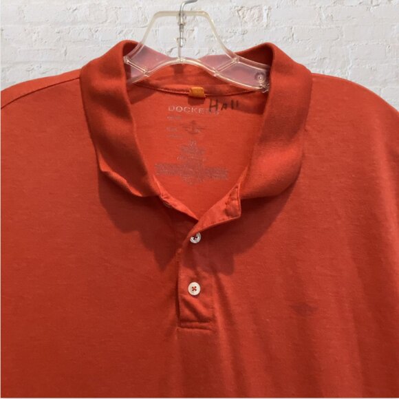 DOCKERS -- Man's Polo Shirt, Solid Orange, Button Collar, Extra Extra Large - Picture 4 of 8